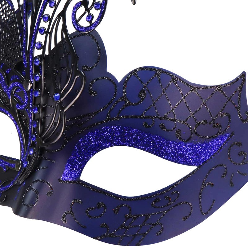 Coddsmz Mysterious Venetian Butterfly Lady Masquerade Halloween Party Mask (Black&blue) - Image 5